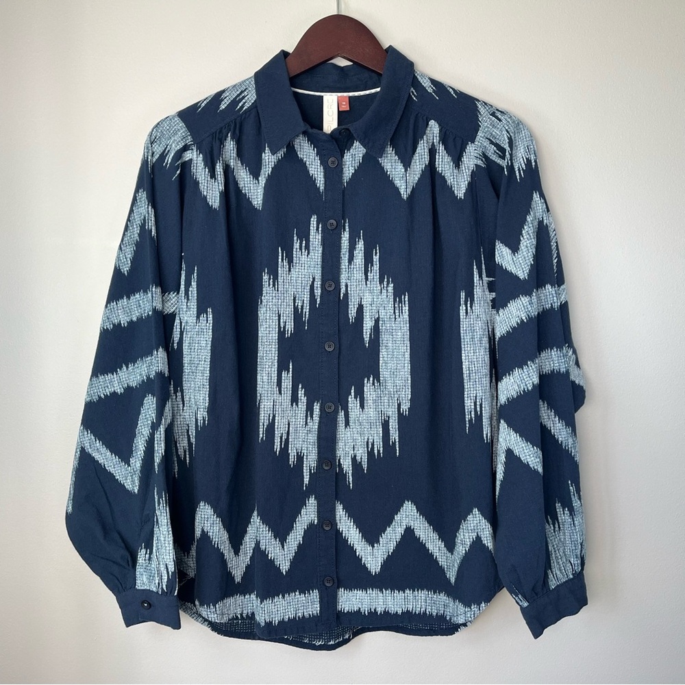 Anthropologie Pilcro Women's XS The Romy Relaxed Button Up Shirt Aztec Western